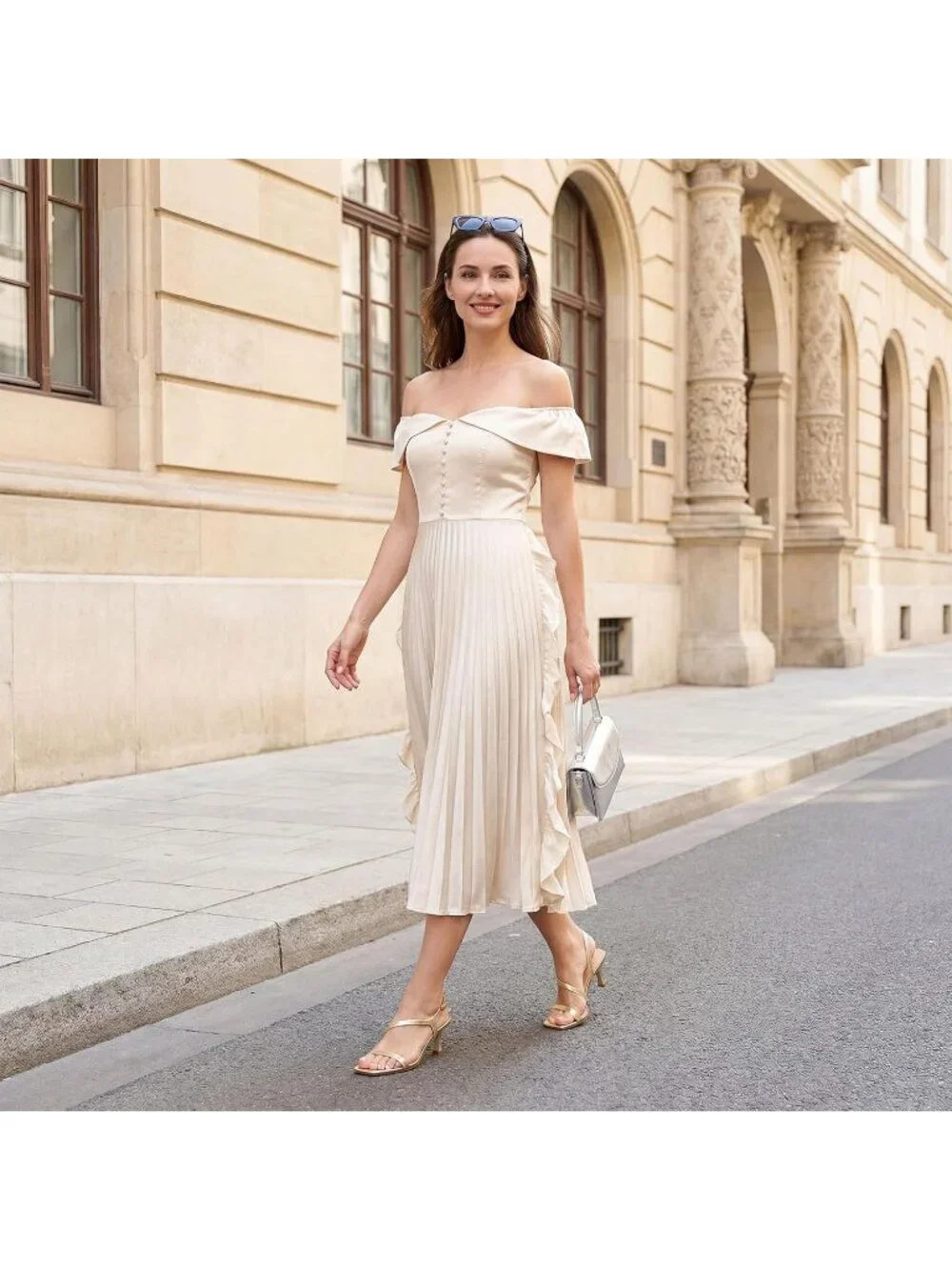 Women's Gold Adjustable Ankle Strap with Comfort and Elegant Heels Sandals